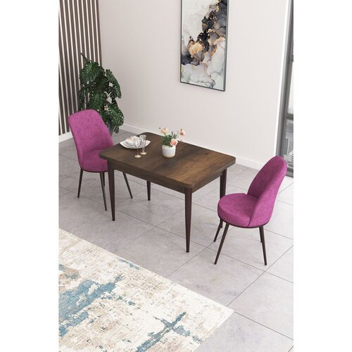 Hanah home trpezarijski set Nil, sto i 2 stolice, ploča u dekoru drveta Baroque, ljubičasta tkanina Babyface Cene