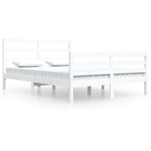 VidaXL Posteljni okvir bel iz trdne borovine 160x200 cm, (20647211) Slike
