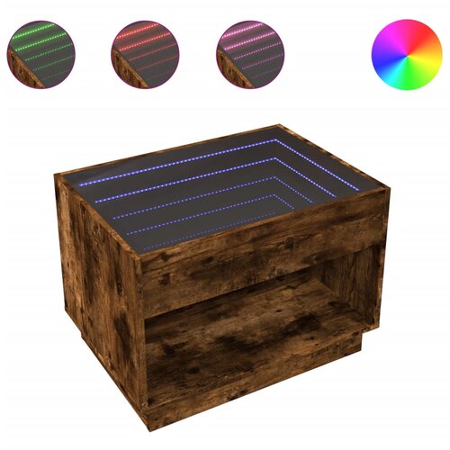 Maison Chic Klubska mizica - kavna mizica - Nizka mizica z neskončnimi LED dimljen hrast 70x50x50 cm, (21752079) Slike