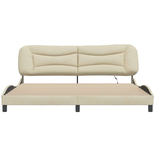  Okvir kreveta s LED svjetlima krem 200 x 200 cm od tkanine Slike