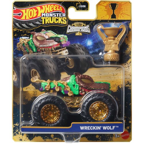 Mattel Hot Wheels Monster Trucks: Wreckin Wolf pobjednički monster autić s peharom 1/64 - Cijene