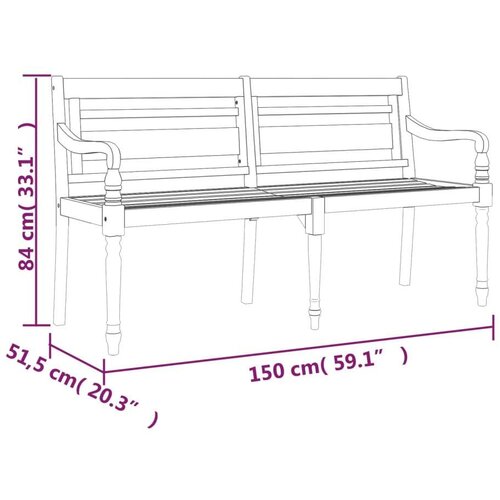 vidaXL Klupa Batavia 150 cm od masivne tikovine Cene