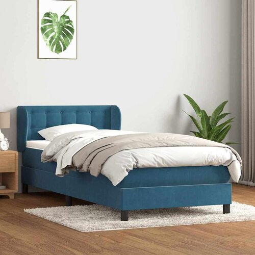 Box spring postelja z vzmetnico temno modra 80x210 cm žamet, (21792889) Cene