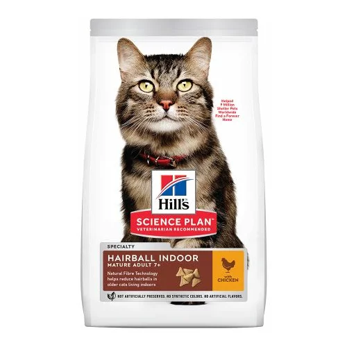 Hill’s ™ Science Plan Mačka Mature 7+ Hairball Indoor s Piletinom, 1,5 kg