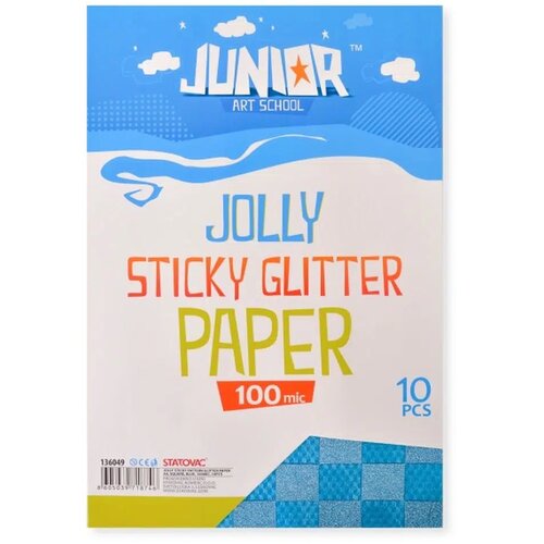 Junior jolly Sticky Glitter Paper, papir samolepljiv A4, 10K, odaberite nijansu Plava Cene