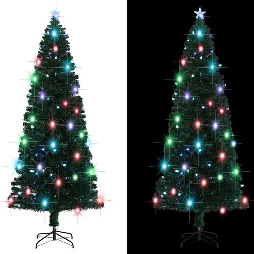 VidaXL Umetna novoletna jelka s stojalom / LED 240 cm optična vlakna Slike