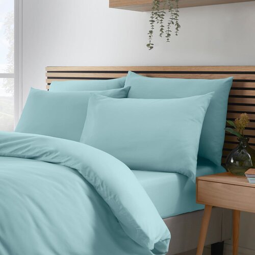 Catherine Lansfield Plava posteljina za bračni krevet/za produženi krevet 260x220 cm So Soft Non-Iron &amp;ndash; Slike