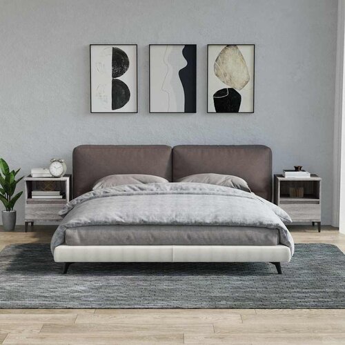  Noćni ormarići 2 kom boja dimljenog smeđi 40x35x50 cm Siva Cijene