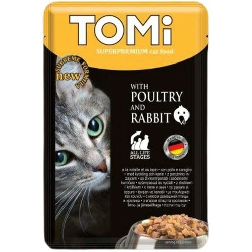 Tomi vlažna hrana za mačke živina i zečetina u sosu 100g Slike
