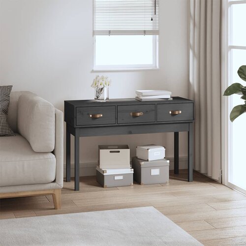 The Living Store Konzolna mizica siva 114x40x75 cm trdna borovina - Konzolna Mizica, (21662551) Cene