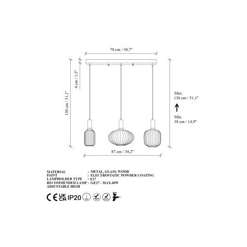 Opviq Luster Asker 15196 Ahsap Slike