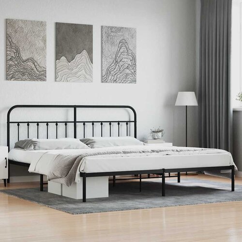  Metalni okvir za krevet s uzglavljem crni 200x200 cm Cene