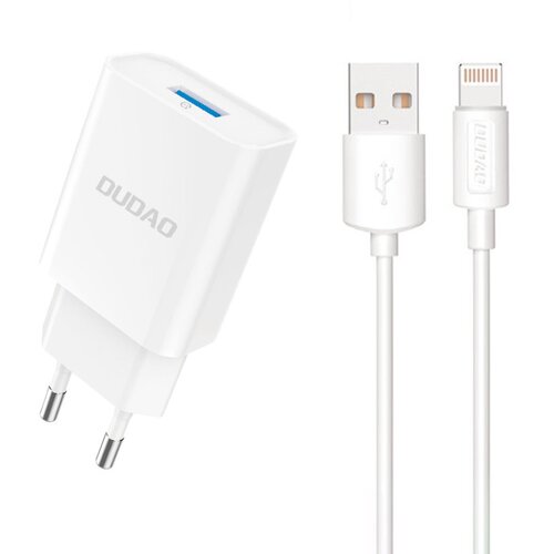 Dudao USB-A 2.1A 10W omrežni polnilec s kablom za iPhone USB-A - Lightning white, (21580927) Cene
