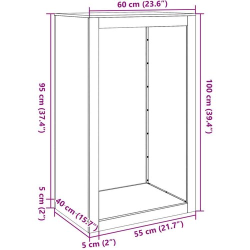 VidaXL Stalak za drva za ogrjev 60x40x100 cm od čelika COR-TEN Slike