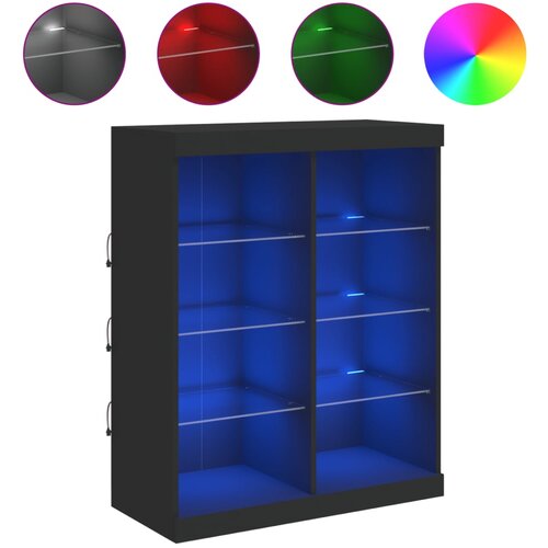 Maison Chic Komoda - Predalnik z LED lučkami črna 81x37x100 cm, (21716586) Cene