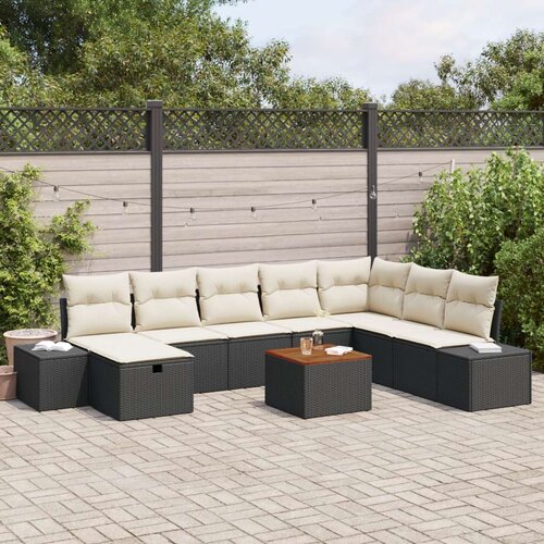  Set vrtnog namještaja Set od 9 Crna Ratan Kutna sofa u vrtu Cene