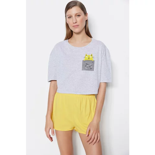 Trendyol Pajama Set - Yellow - Animal print