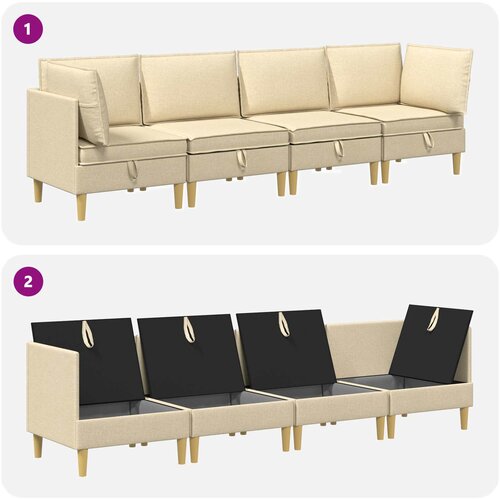  Set namje&amp;scaron;taja za dnevni boravak s jastukom 4 pcs Krem Tkanina Slike