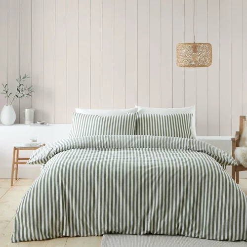 Catherine Lansfield Zelena flanelna posteljnina za zakonsko posteljo 200x200 cm –