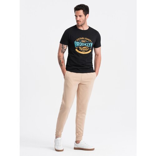 Ombre Men&amp;#039;s BASIC cotton jogger sweatpants - beige Slike
