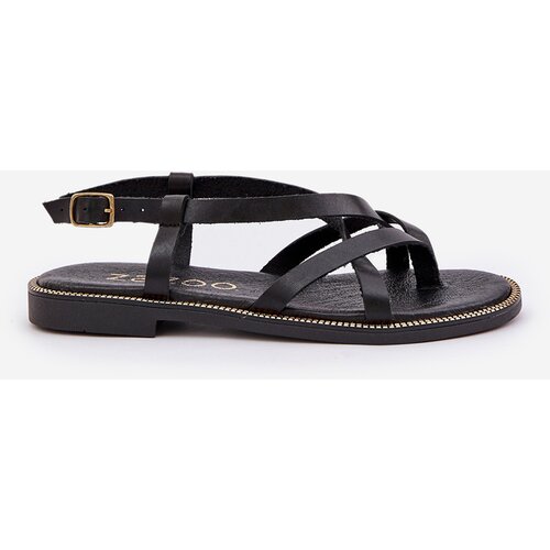 Zazoo Leather Flat Sandals With Intertwined Straps Cene