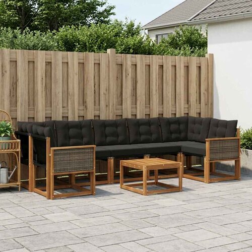  Set vanjskih sofa 8 kom. Prirodna i crna Cijene
