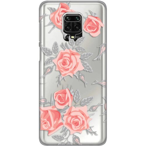 Silikonska maska za Xiaomi Redmi Note 9 Pro/Note 9 Pro Max/Note 9S Elegant Roses Print Skin providna Slike