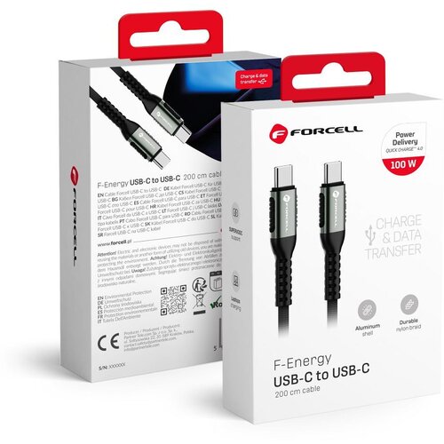 forcell f-energy C260 kabal (kabl) type c na type c QC4.0 pd 5A 100W cafule 2 m crni Cene