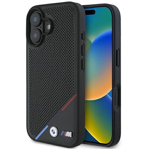 BMW M PERFORIRANI OVITEK TRICOLOR LINE ZA MAGSAFE ZA IPHONE 16 ČRN, (21898775) Cene