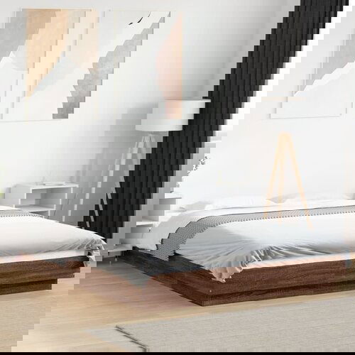 Furnova Posteljni okvir z LED lučkami rjavi hrast 140x190 cm inž. les, (21936153) Slike