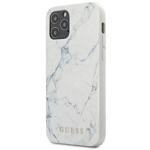  Maska Guess Faceplate Marble za iPhone 12 mini (5.4) bela Slike