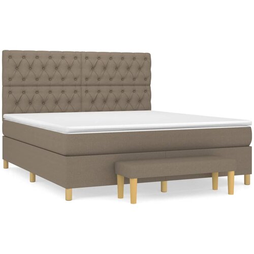 VidaXL Krevet s oprugama i madracem smeđesivi 160x200 cm tkanina Slike