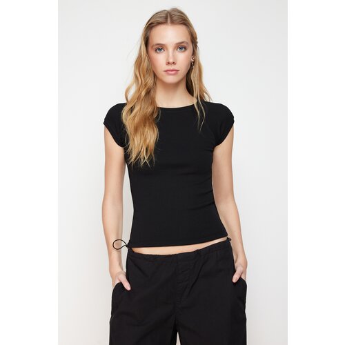 Trendyol Black Moon Sleeve Fitted Stretchy Knitted Blouse Cene