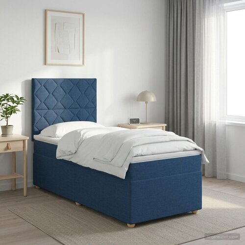  Boxspring krevet s madracem Plava 100 x 200 cm Tkanina - Plava 100 x 200 cm Dizajn s rombovima Cene