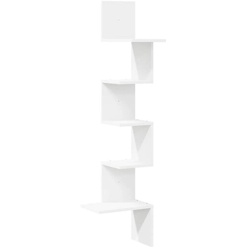  Zidne kutne police bijele 32x32x127,5 cm od konstruiranog drva Slike