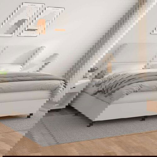  Box spring postelja z vzmetnico bela 180x200 cm umetno usnje, (20900488) Slike