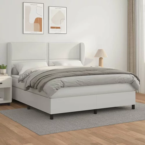  Krevet s oprugama i madracem bijeli 180x200 cm umjetna koža