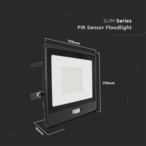  led reflektor sa senzorom LED/50W/230V 6500K IP65 crni Slike