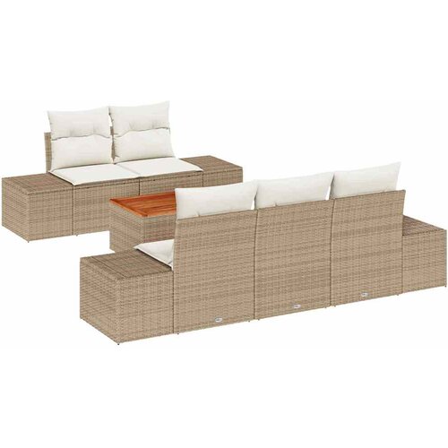  Sjedeća garnitura za vrt 6 kom. Bež poliratan Slike