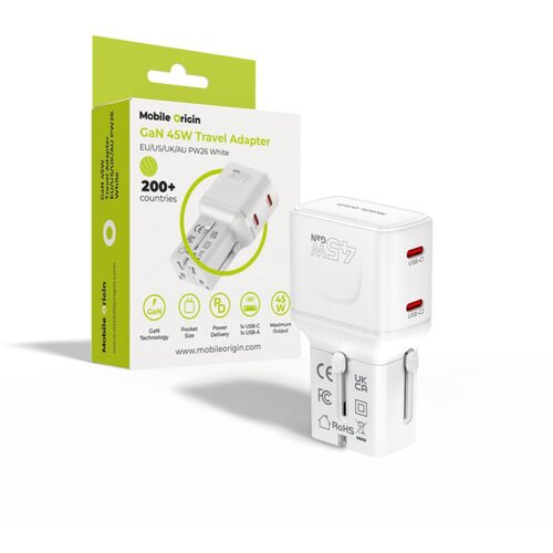 MOBILE ORIGIN 45W Travel Adapter EU /US /UK /AU PW26, white Cijene