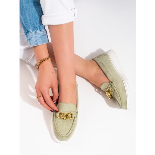 SHELOVET Comfortable women's moccasins on the platform green Cijene