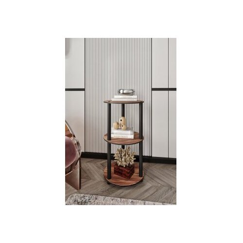 Hanah home Polica za knjige Bookshelf 3 Layer Round Walnut Cene