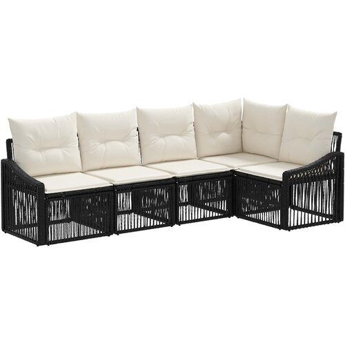 vidaXL Vrtna sedežna garnitura 5 pcs Črna poli ratan, (5000270490) Cene