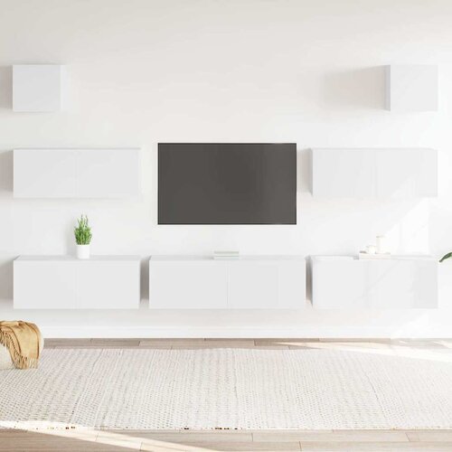  7-dijelni set TV ormarića bijeli od konstruiranog drva Cijene