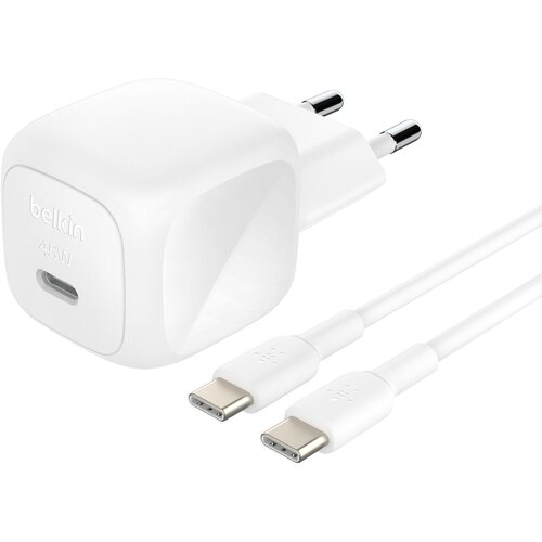 Belkin Stenski polnilnik USB-C 45W združljiv s Power Delivery s kablom USB-C 1m, Bela, (5000190870) Cene