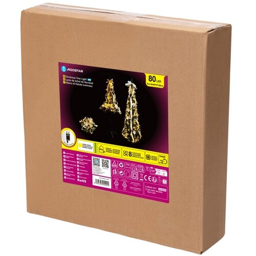 Aigostar LED spolja&amp;scaron;nji božićni bor 80xLED/230V 1,2m IP44 bela/zlatna topla bela Slike