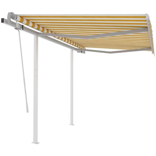  Tenda na ručno uvlačenje sa stupovima 3 5 x 2 5 m žuto-bijela Slike
