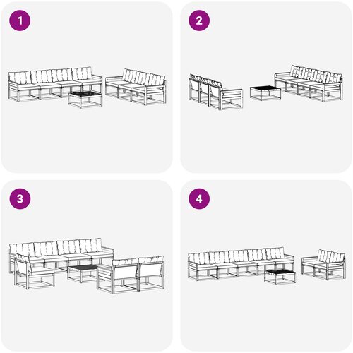  Set vanjskih sofa 8 kom. Bijela i bež Slike