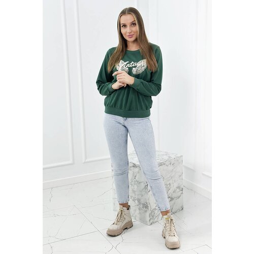 Kesi Dark green sweatshirt with print Slike