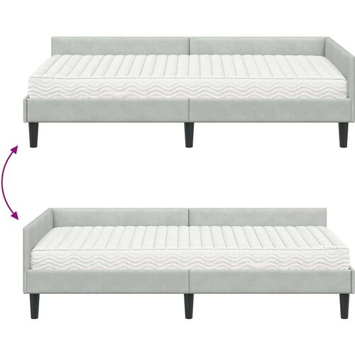  Kutni krevetni okvir s madracem Ostalo 2 pcs Svjetlosiva Bar&amp;scaron;un Slike